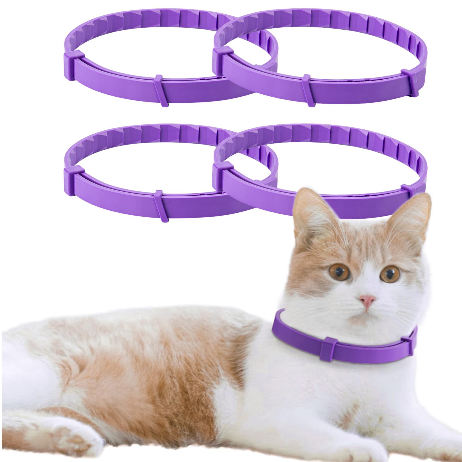 4 Pack Calming Collar for Cats and Kittens,Cat Pheromone Collars for Anxiety Efficient Relieve, Feline Calm Pheromones Collars Cats Stress Relief,Calming Collar for Peeing,Meowing,Fighting,Scratching