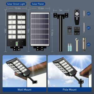 Solar Lights Outdoor Waterproof（2400W,160000LM Solar Motion Sensor Light Outdoor, Dusk to Dawn Solar Powered Outdoor Lights with IP66 Waterproof and Remote Control for Street, Yard (2-Pack)