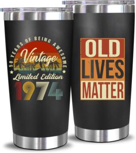 ayermoyo 50th birthday gifts for him, 50 year old gifts for men,mens 50th birthday gift ideas,funny 50th birthday gifts for men,1974 birthday gifts for men.dad,friend,husband-20 oz tumbler（1974）