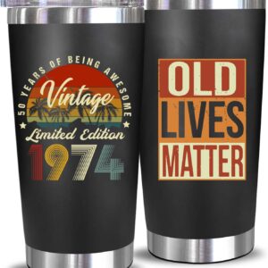 AYERMOYO 50th Birthday Gifts for Him, 50 Year Old Gifts for Men,Mens 50th Birthday Gift Ideas,Funny 50th Birthday Gifts for Men,1974 Birthday Gifts for Men.Dad,Friend,Husband-20 Oz Tumbler（1974）