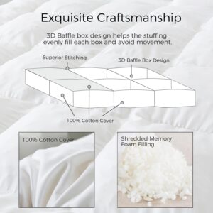 WhatsBedding 5 Inch Memory Foam Mattress Topper Queen Size, 100% Cotton Cover Breathable Fluffy Shredded Memory Foam Filled Pillow Top, Anti-Slip Bottom, 4 Anchor Elastic Bands, 80x60x5 Inch