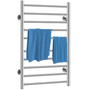 KIMORE Towel Warmer Rack 4 Bars Towel Dryer Wall-Mounted Plug-in Bath Towel Heater for Bathroom Aluminum Heated Towel Rack. Silver 20.90in