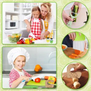 HIIXHC 30PCS Kids Wooden Kitchen Knife Set,Kids Knives For Real Cooking with Cutting Board - Includes Safe Knives, Serrated Plastic Knives,Potato Slicers, Sandwich Cutter, Peeler and Glove