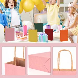 Shindel 24PCS Gift Bags with Handles, Paper Bags Kraft Bags Warm Morandi Colors Paper Bags for Wedding Birthday Party Supplies and Gifts