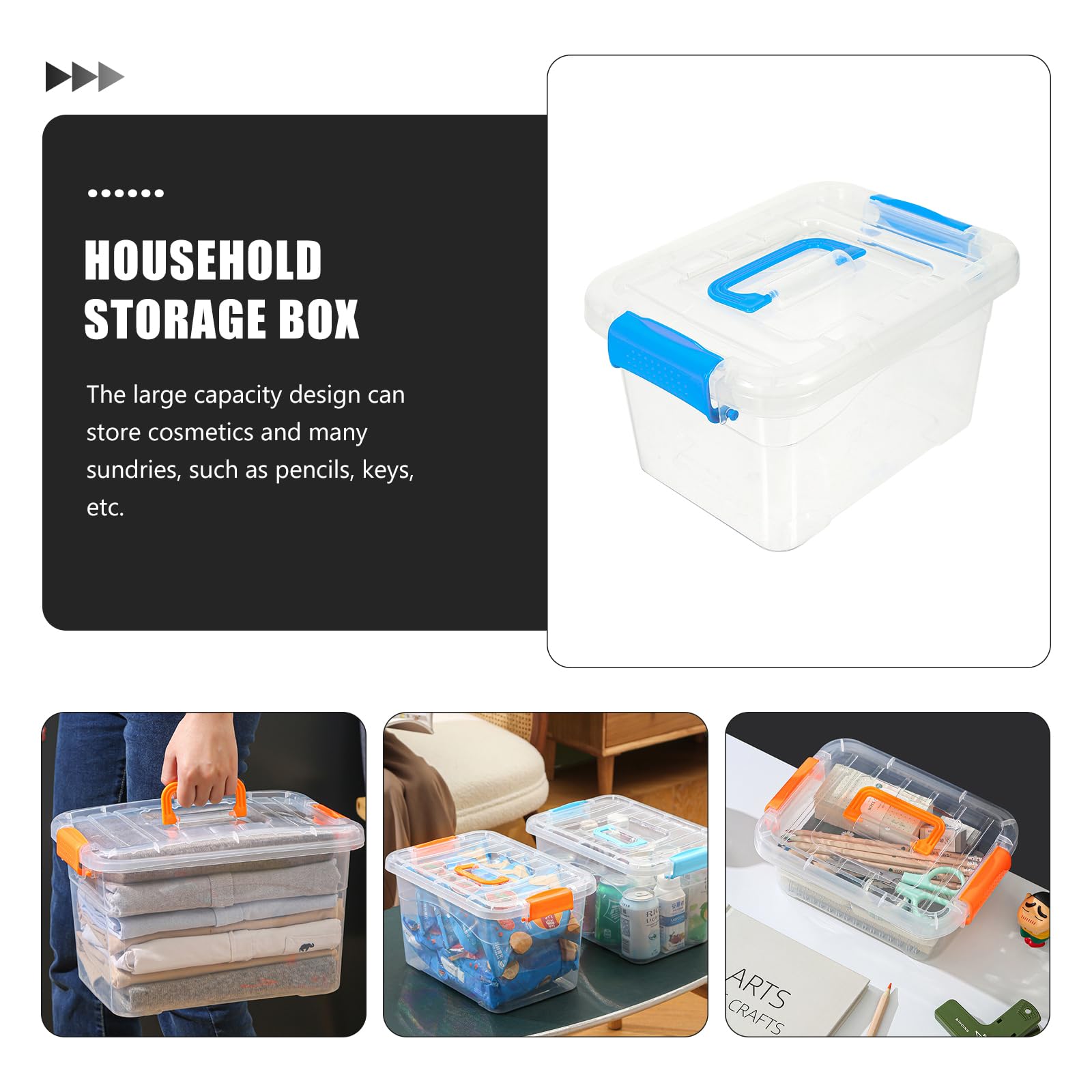 Garneck 4pcs Box Portable Storage Box Plastic Organizer Bins Clear Plastic Container Storage Bins Plastic Clear Container with Lid Stackable Storage Bins Storage Supply Abs Kaha Cosmetic