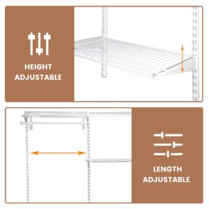 PROWORX 4-6 Ft Closet Organizer System, Adjustable Metal Wire White Closet System, Expandable Walk in Closet Organizers and Storage System, Closet Shelves with Hanging Rods