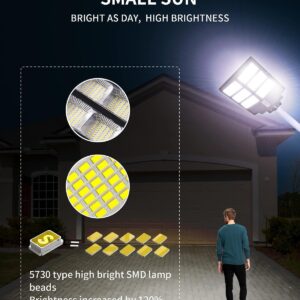 600W Solar Street Lights Outdoor ,20000mah high-capacity battery, 60000LM High Brightness LED Lamp, with Motion Sensor and Remote Control, for Parking Lot, Yard, Garden, Patio, Stadium, Piazza