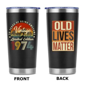 AYERMOYO 50th Birthday Gifts for Him, 50 Year Old Gifts for Men,Mens 50th Birthday Gift Ideas,Funny 50th Birthday Gifts for Men,1974 Birthday Gifts for Men.Dad,Friend,Husband-20 Oz Tumbler（1974）