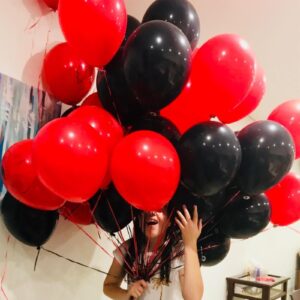 Red Black Balloons Garland Arch Kit, 134pcs Black and Red Party Balloons with Different Size for Graduation, Birthday, Anniversary, BBQ Casino, New Year Party Decorations Supplies