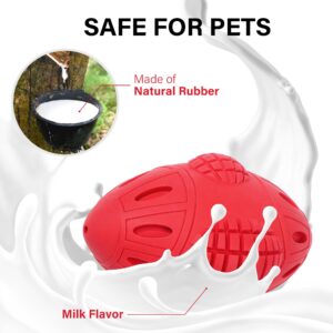 PrimePets Dog Toys for Aggressive Chewers, Tough Rubber Chew Toy for Large Medium Dogs, Red, Squeaky Dog Football for Interactive Fetching, Teeth Cleaning