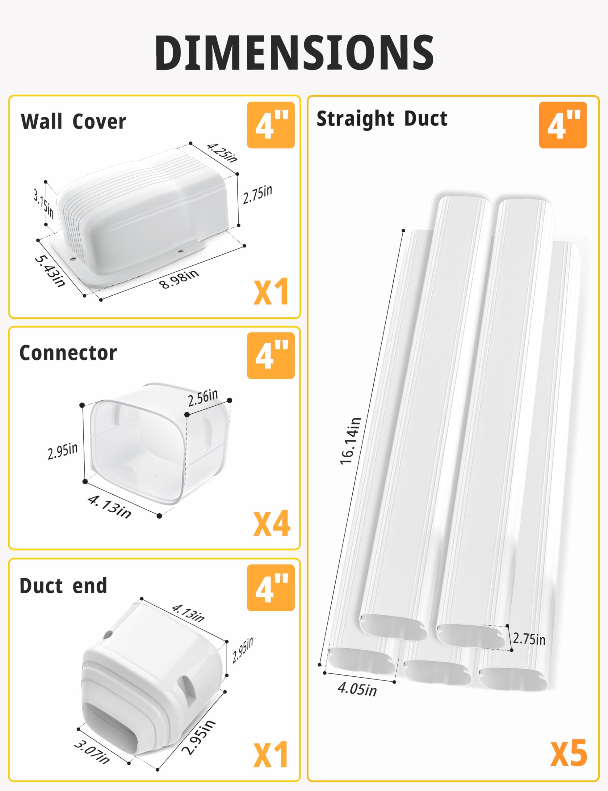 Sanewix 4"7.5 Ft Mini Split Line Set Cover Kit,Decorative Pump Covers, AC Line Cover, for Mini Split Air Conditioner,Central AC,Heat Pump