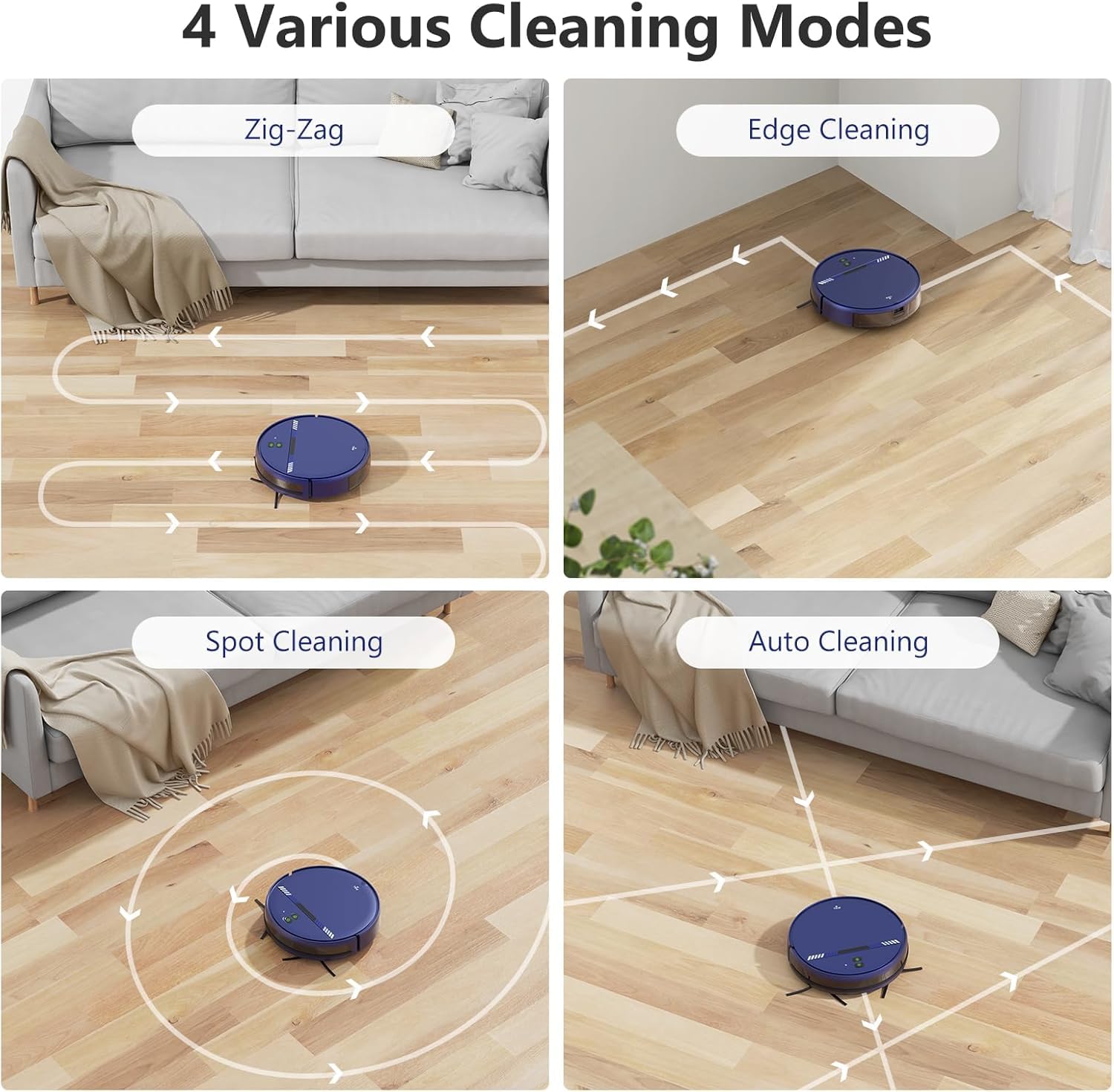 Robot Vacuum and Mop Combo, WiFi/App/Voice, Robotic Vacuum Cleaner with Schedule, 2 in 1 Mopping Robot Vacuum with Water Tank and Dustbin, Self-Charging, Slim, Ideal for Hard Floor, Pet Hair, Carpet