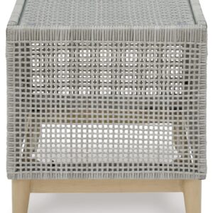 Signature Design by Ashley Seton Creek Outdoor End Table, 22" W x 22" D x 23" H, Light Gray & Light Brown