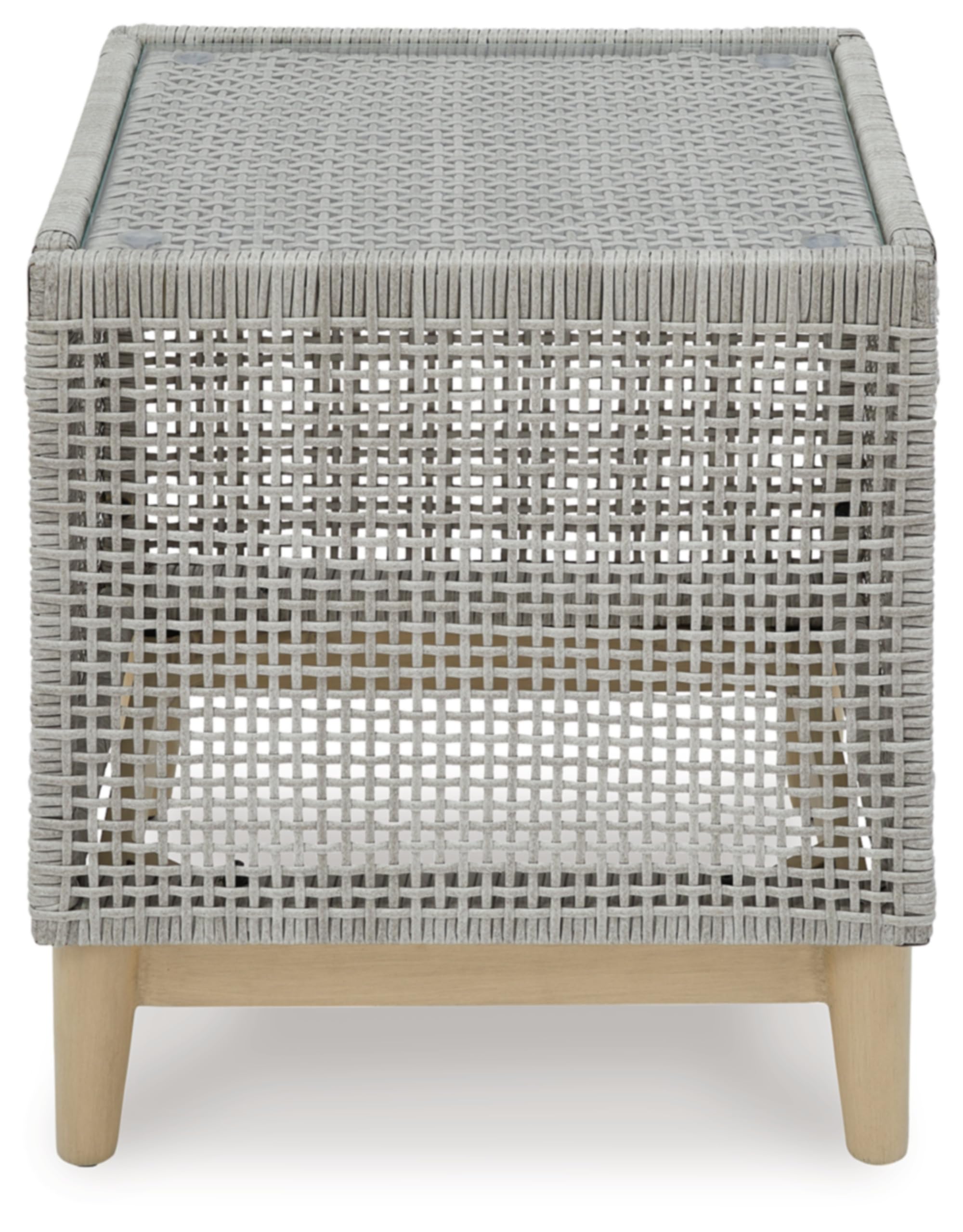 Signature Design by Ashley Seton Creek Outdoor End Table, 22" W x 22" D x 23" H, Light Gray & Light Brown