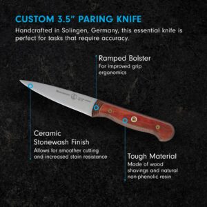 Messermeister Custom 3.5” Paring Knife, Terra Red - X50 German Stainless Steel - Rust Resistant & Easy to Maintain - Made in Solingen, Germany