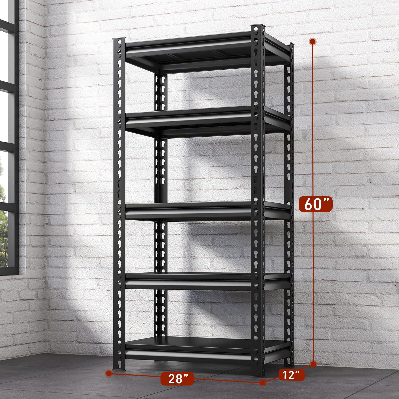 REIBII Garage Shelving Heavy Duty Storage Shelves, Heavy Duty Shelving, Adjustable Storage Rack with 5-Tier Metal Shelving Unit, Easy Assembly Unit Shelf, 2 Pack