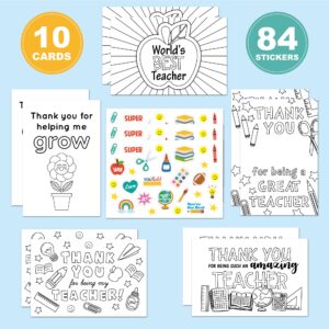 Gooji 4x6 Kids Teacher Appreciation Cards Teacher Thank You Cards with Stickers for Coloring and Fun DIY Project School Classroom Gift Elementary Kindergarten Preschool 10 Pack