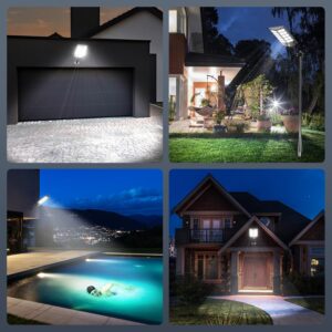 Solar Lights Outdoor Waterproof（2400W,160000LM Solar Motion Sensor Light Outdoor, Dusk to Dawn Solar Powered Outdoor Lights with IP66 Waterproof and Remote Control for Street, Yard (2-Pack)