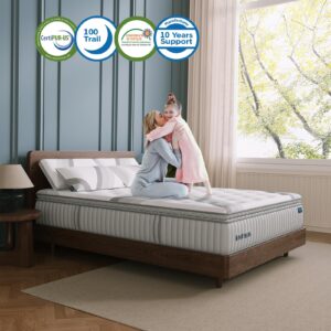 Lechepus TwinXL Mattress, 12Inch Gel Memory Foam Hybrid Mattress with 7-Zone Individual Pocket Springs Mattress, TwinXL Size Medium Feel Mattress Bed in Box, Cooler Sleep & Pressure Relief