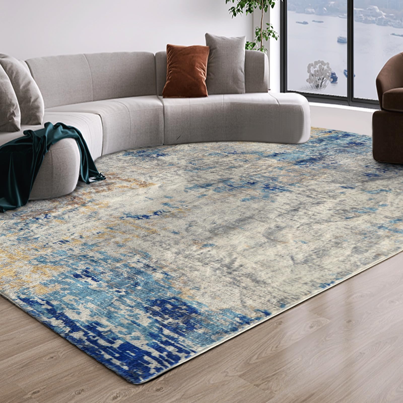 Nisorpa 5×7 FT Area Rug, Washable Living Room Rug Abstract Rug with Non-Slip Backing Bohemian Style for Bedroom Living Room Office