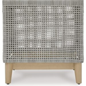 Signature Design by Ashley Seton Creek Outdoor End Table, 22" W x 22" D x 23" H, Light Gray & Light Brown