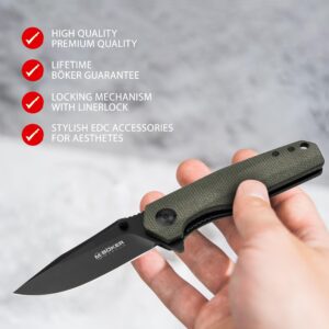 Boker Magnum Field Flipper -flipper pocket knife with Micarta handle scales - folding knife with 440A blade - small knife with clip