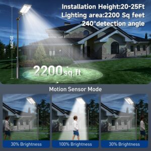 Solar Lights Outdoor Waterproof（2400W,160000LM Solar Motion Sensor Light Outdoor, Dusk to Dawn Solar Powered Outdoor Lights with IP66 Waterproof and Remote Control for Street, Yard (2-Pack)