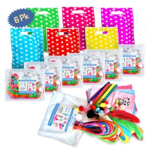 sam & sid 6 pack (600+ craft items) prefilled birthday party favors for kids ages 5-12, sensible arts & crafts favors, premade goodie bags, mini individual craft kits, student graduation gifts