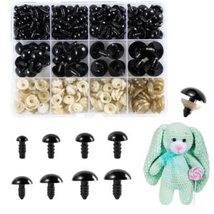 xkdous 260pcs plastic safety eyes with washers, 6-18 mm, 8 sizes safety eyes for crochet crafts, diy crafts, stuffed animals