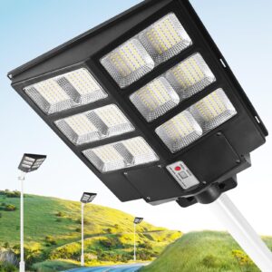 600W Solar Street Lights Outdoor ,20000mah high-capacity battery, 60000LM High Brightness LED Lamp, with Motion Sensor and Remote Control, for Parking Lot, Yard, Garden, Patio, Stadium, Piazza