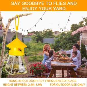 Simashts Reusable Fly Traps Outdoor Hanging with Natural Fly Bait Trap Refill, Reusable Fly Trap Fly Killer Outdoor Fly Catchers