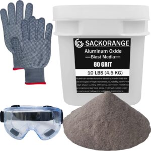 10 lbs #80 grit medium aluminum oxide blast media - premium long-lasting sand blasting media, high abrasive force sand blaster sand for metal, sandblasters, blasting cabinet, blasting guns