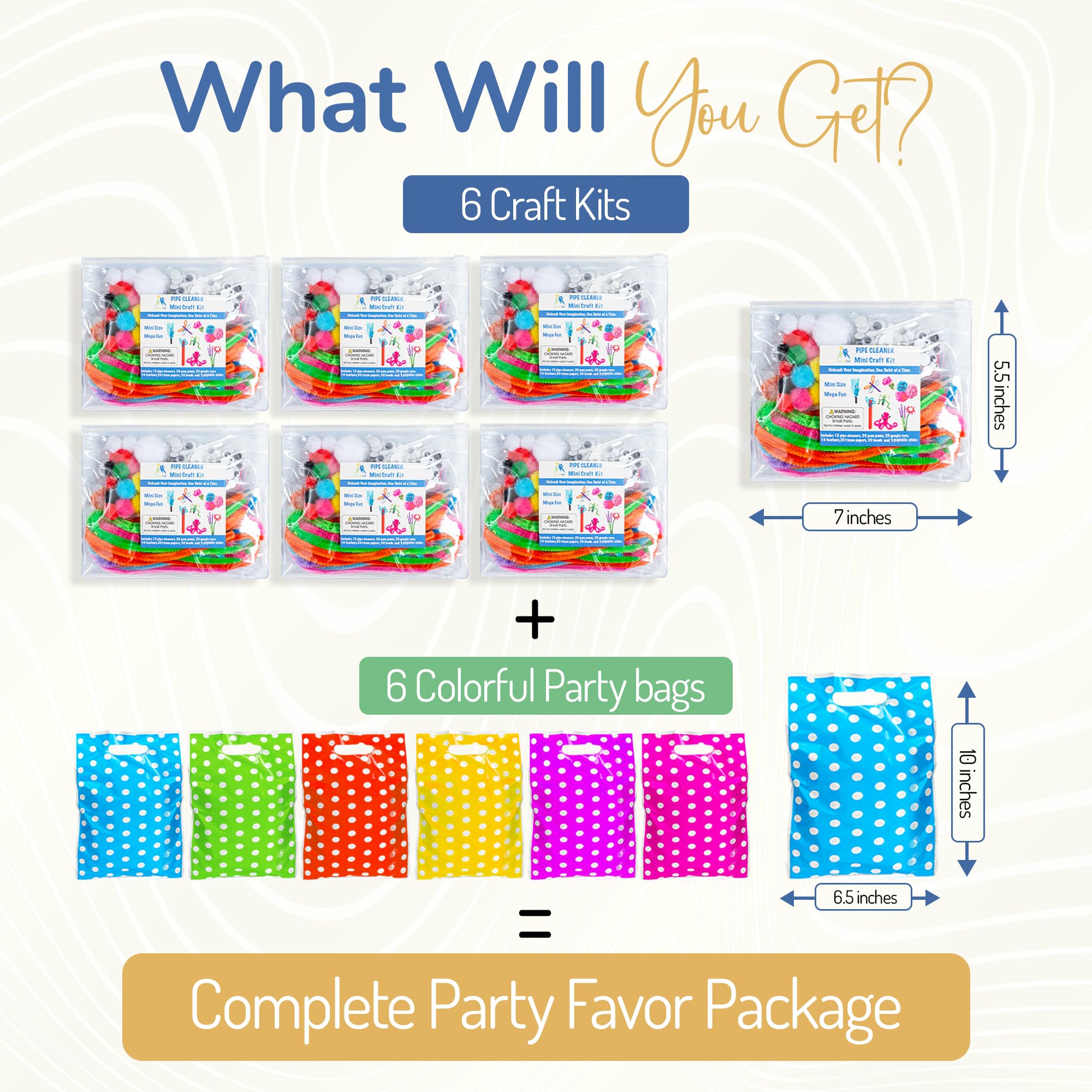 Sam & Sid 6 Pack (600+ Craft Items) Prefilled Birthday Party Favors for Kids Ages 5-12, Sensible Arts & Crafts Favors, Premade Goodie Bags, Mini Individual Craft Kits, Student Graduation Gifts