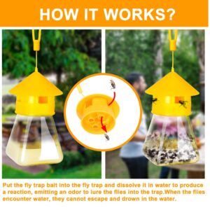 Simashts Reusable Fly Traps Outdoor Hanging with Natural Fly Bait Trap Refill, Reusable Fly Trap Fly Killer Outdoor Fly Catchers