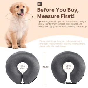 Haoion Inflatable Dog Cone Collar, Recovery Dog Cone After Surgery, Adjustable Blow up Dog Donut Collar, Pet Recovery Collar for Dogs and Cats Size M 8”-12”