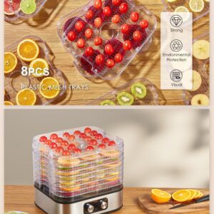 Reemix Electric 8 Trays Food Dehydrator Machine, 400W Jerky Dryer with Temperature Control 95-176℉, Electric Food Preserver for Fruits, Veggies, Meats & Dog Treats