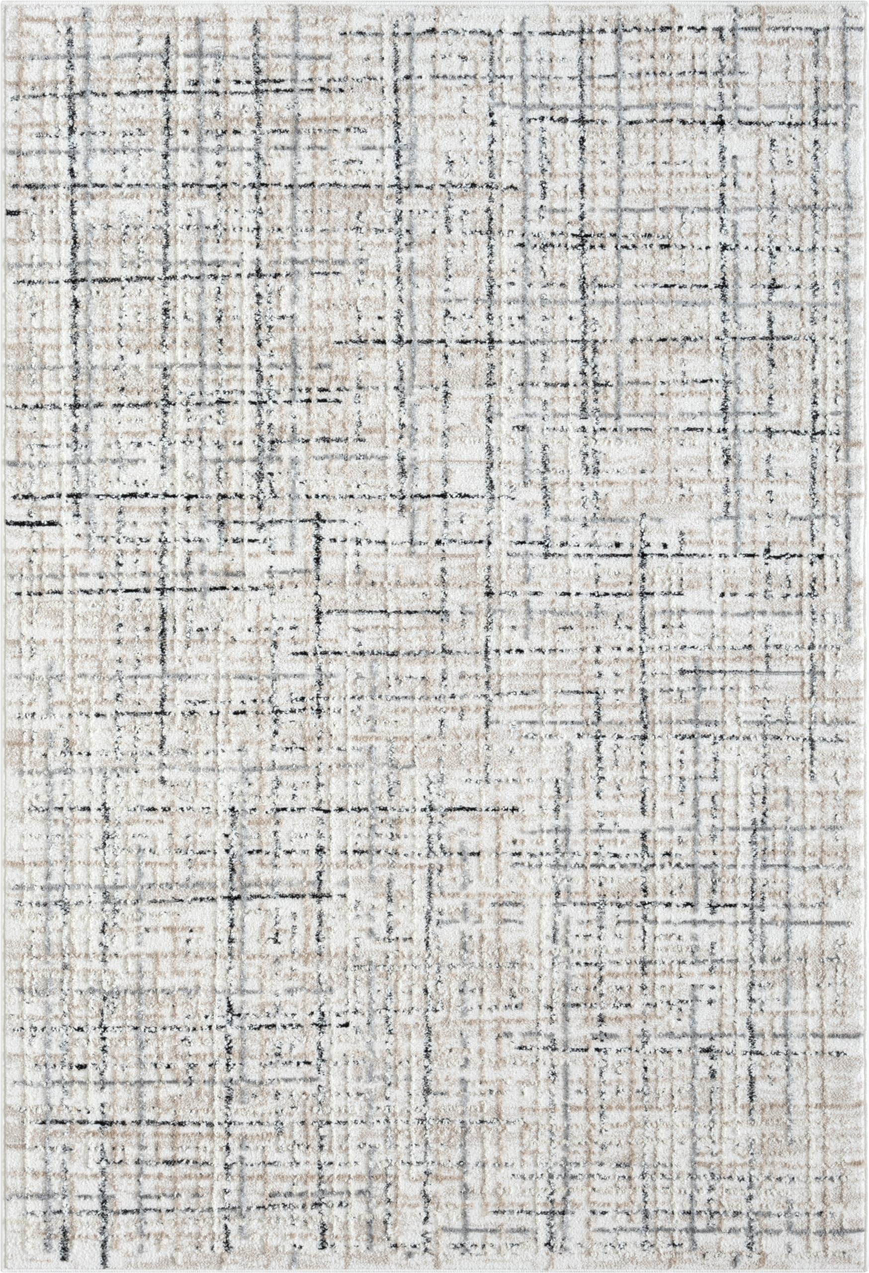 Abani Grey Area Rug for Living Room, Bedroom - Crosshatch Pattern- 5' x 8' -Durable & Easy to Clean