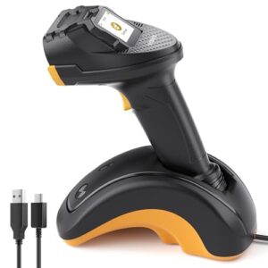 Inateck Bluetooth Barcode Scanner, 2D 1D Wireless Handheld Scanner, QR Code Scanner, Equipped with a Touchscreen and Smart Base, CMOS+CCD Dual modules, Larger scanning Range, Supports app SDK, P8.