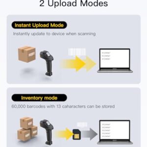 Inateck Bluetooth Barcode Scanner, 2D 1D Wireless Handheld Scanner, QR Code Scanner, Equipped with a Touchscreen and Smart Base, CMOS+CCD Dual modules, Larger scanning Range, Supports app SDK, P8.