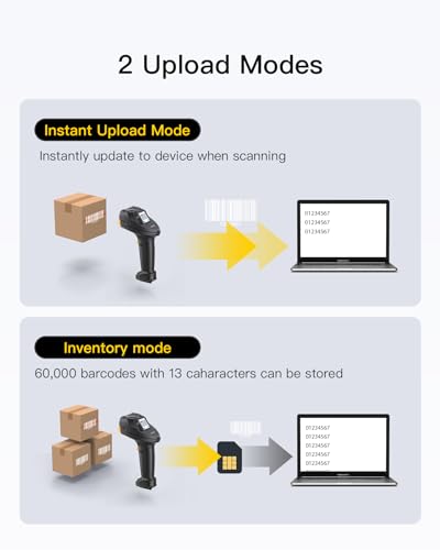 Inateck Bluetooth Barcode Scanner, 2D 1D Wireless Handheld Scanner, QR Code Scanner, Equipped with a Touchscreen and Smart Base, CMOS+CCD Dual modules, Larger scanning Range, Supports app SDK, P8.