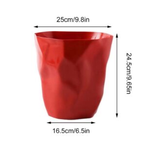 Laqerjc Plastic Trash can, Irregular Geometric Trash can, Garbage Container, Kitchen Trash can, Red S