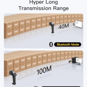 Inateck Bluetooth Barcode Scanner, 2D 1D Wireless Handheld Scanner, QR Code Scanner, Equipped with a Touchscreen and Smart Base, CMOS+CCD Dual modules, Larger scanning Range, Supports app SDK, P8.