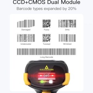 Inateck Bluetooth Barcode Scanner, 2D 1D Wireless Handheld Scanner, QR Code Scanner, Equipped with a Touchscreen and Smart Base, CMOS+CCD Dual modules, Larger scanning Range, Supports app SDK, P8.