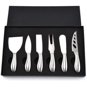 DBZQSCW 6-Piece Cheese Knife Set, Premium Stainless Steel Cheese Knives with Gift Box, Cheese and Charcuterie Board Collection matching tools(6pcs)