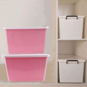 Paieshxi 92 Qt Large Pink Storage Bins with Lids, Collapsible Plastic Storage Containers Bins, Stackable Storage Bins Containers for Organizing, Waterproof Big Plastic Storage Box for Home Office