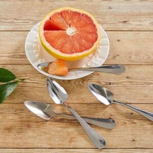 Rocky Mountain Goods Grapefruit Knife and Spoons Set - Curved Serrated Blade Knife and Two Grapefruit Spoons with Serrated Edge - Stainless Steel