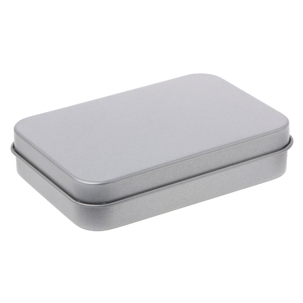 JAGTRADE Iron Box Small Metal Tin Silver Flip Storage Box for Case Organizer For Money Coin Candy, 8.8x6x1.8cm