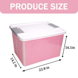 Paieshxi 92 Qt Large Pink Storage Bins with Lids, Collapsible Plastic Storage Containers Bins, Stackable Storage Bins Containers for Organizing, Waterproof Big Plastic Storage Box for Home Office