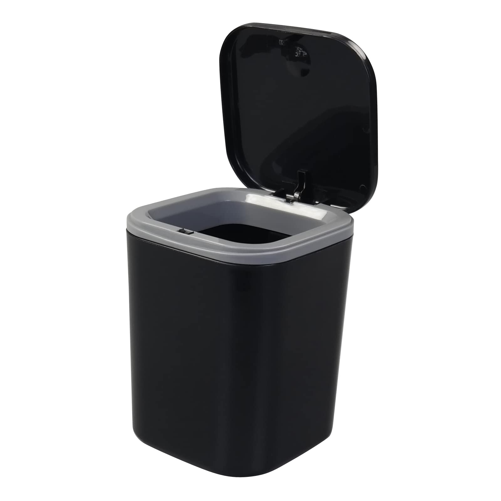 Idotry 0.5 Gallon Tiny Desktop Push-Button Trash Can, Mini Wastebasket, Black