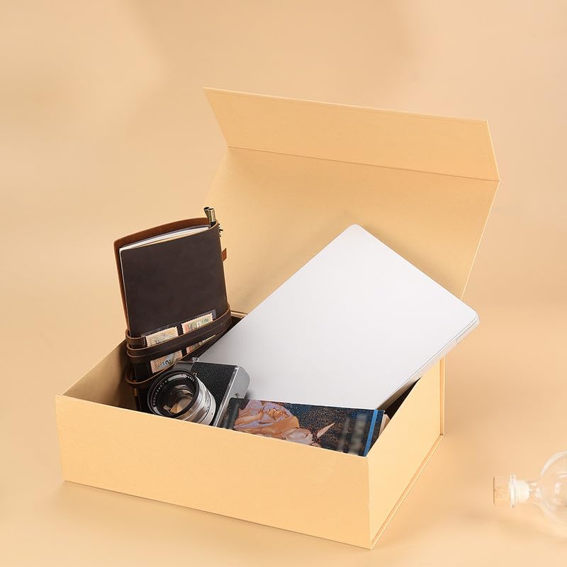 RayofSun Brown Large Gift Boxes With Lids For Presents.13.7 * 9 * 4.3in Bridesmaid Proposal Box For Wedding,Christmas,Halloween,Birthday(5pcs)